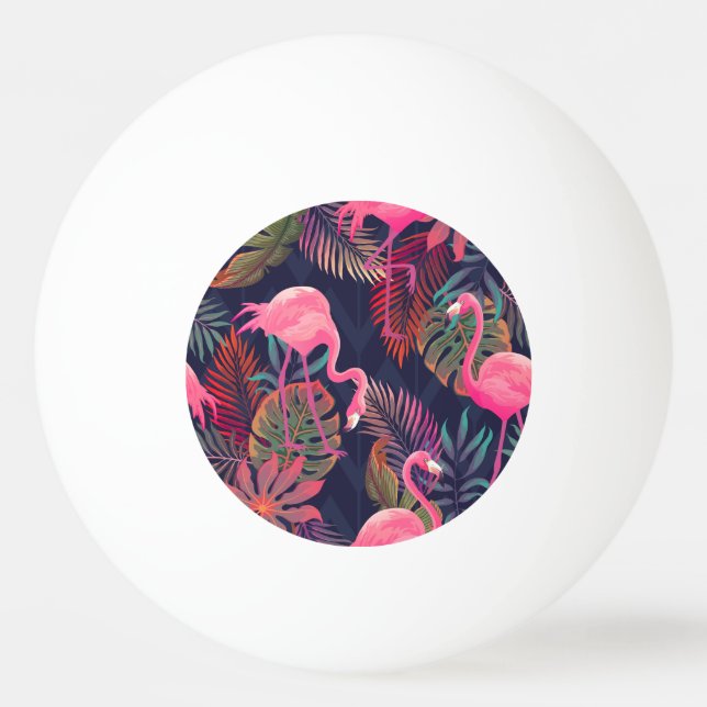 Tropical flamingo: vintage palm pattern. ping pong ball (Front)