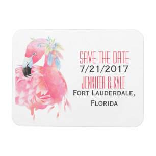 Tropical Flamingo Wedding Save The Date Magnet