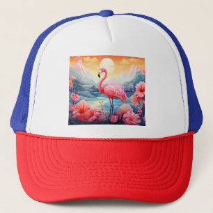 Tropical Flamingo with Flowers-76280 Trucker Hat