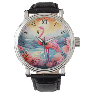 Tropical Flamingo with Flowers-76280 Watch