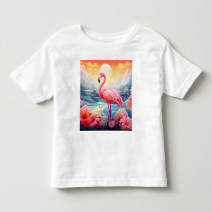 Tropical Flamingo with Flowers Toddler T-shirt