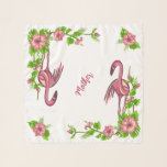 Tropical Flamingos and Flowers Chiffon Scarf<br><div class="desc">A hot new trend for summer, all things tropical. Flamingos, palm trees, hibiscus flowers and tropical plants, perfect attire for a summer party or other occasion. This personalized scarf makes a great gift! This original BCasTal design is available on multiple products, and has numerous coordinates, many of which can be...</div>