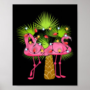 Tropical Flamingos Christmas Lights Hawaii Christm Poster