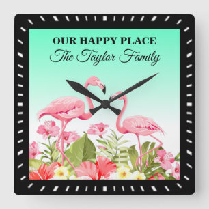 Tropical Flamingos Custom Event Template-32146 Square Wall Clock