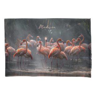 Tropical Flamingos custom name Pillowcase