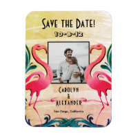 Tropical Flamingos Photo Wedding Save the Date