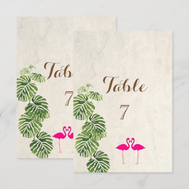 Tropical Flamingos   Table Card (Front/Back)