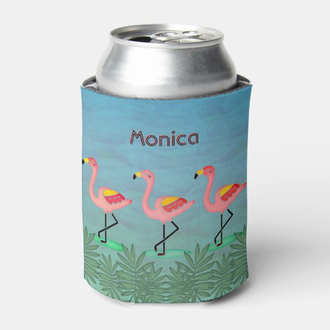Tropical Flamingos w/out your Name Can Cooler (Can Front)
