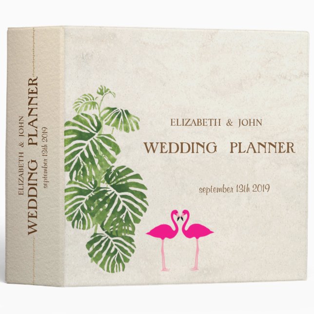 Tropical Flamingos  Wedding Binder (Front/Spine)