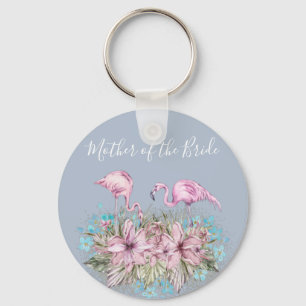 Tropical Flamingos Wedding Keychain