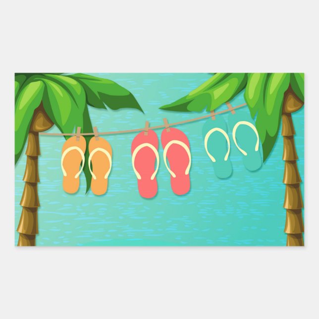 Tropical Flip Flops Sticker (Front)