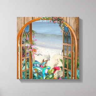 Tropical Flora Paradise Beach Scenery Canvas Print