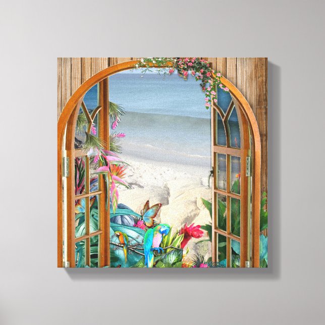 Tropical Flora Paradise Beach Scenery Canvas Print (Front)