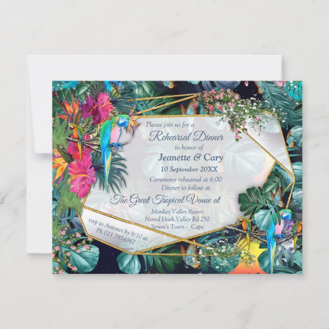 Tropical Flora Paradise & Birds Invitation (Front)