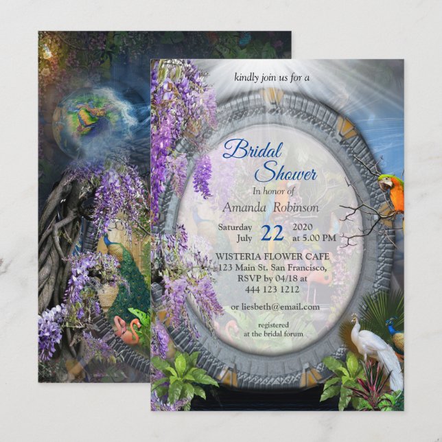 Tropical Flora Paradise Portal scenery Invitation (Front/Back)