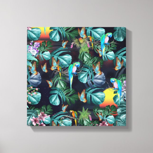 Tropical Flora Paradise Repeat Scenery  Canvas Print (Front)