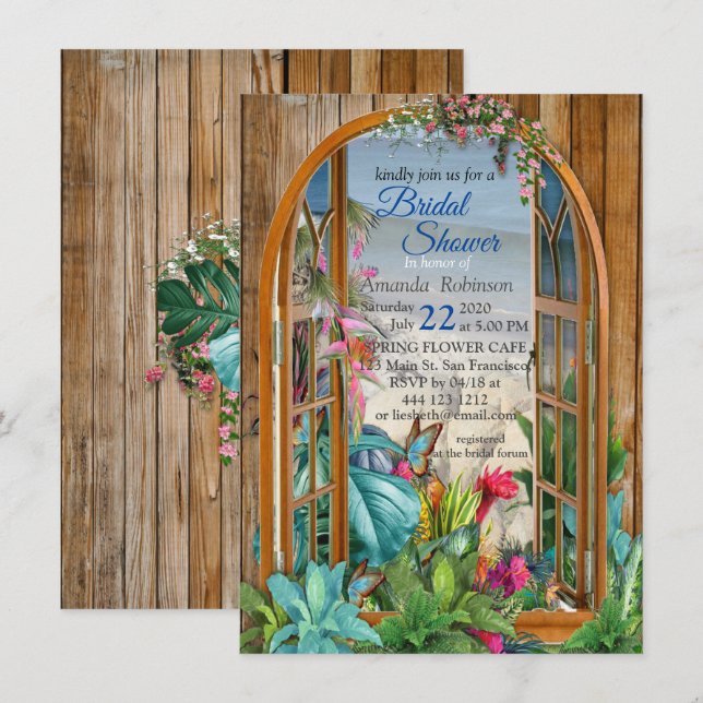 Tropical Flora Paradise Window scenery Invitation (Front/Back)