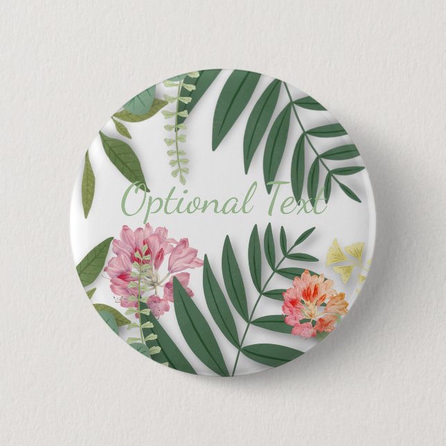 Tropical Floral 2 Inch Round Button (Front)