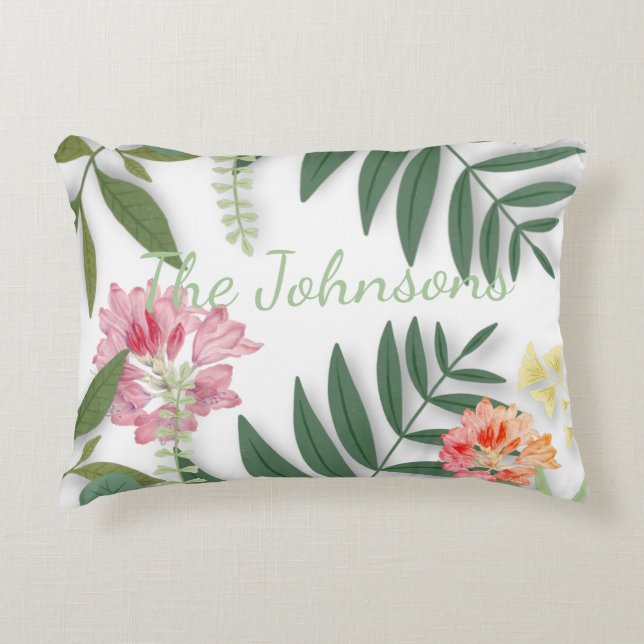 Tropical Floral Accent Pillow (Front)