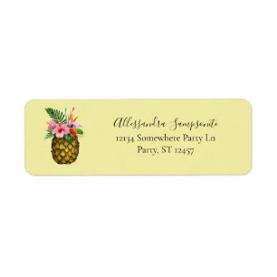 Tropical Floral & Ananas Yellow Adresse de retour