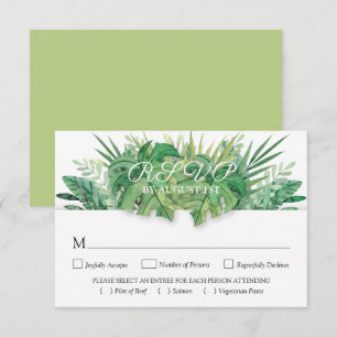 Tropical Floral and Foliage Botanical Wedding RSVP Card
