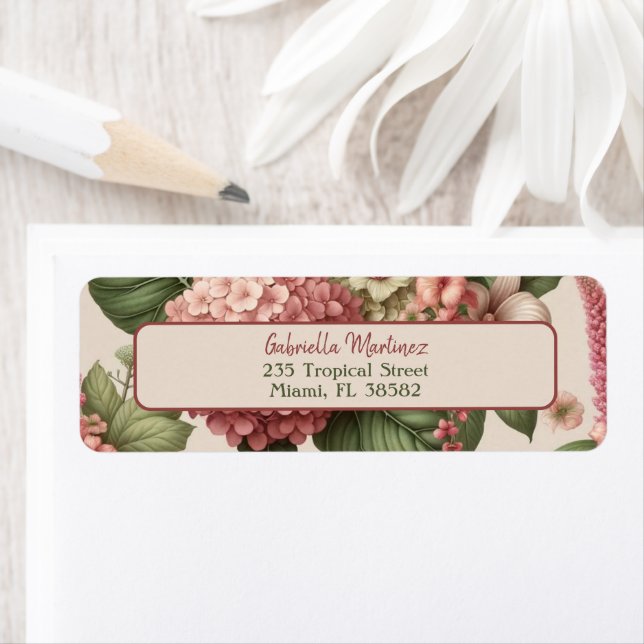 Tropical Floral and Papaya Adresse de retour (En situation)