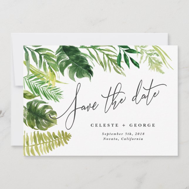 Tropical floral aquarelle save the date (Devant)