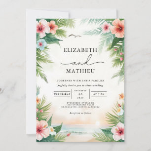 Tropical Floral Arch Celebration Wedding Invitation
