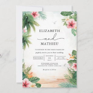 Tropical Floral Archway Wedding Invitation