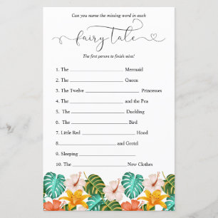 Tropical Floral Baby Shower Guessing Game