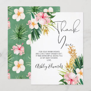 Tropical Floral Baby Shower Thank You Card