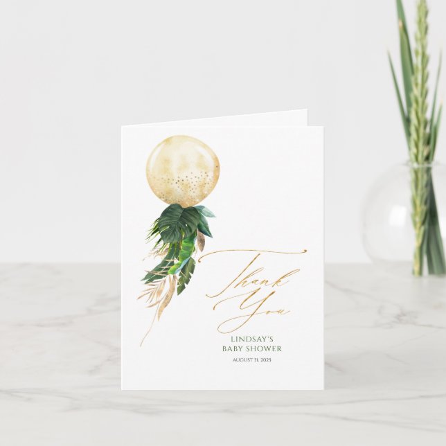 Tropical Floral Balloon Garland Thank You Card (Front)