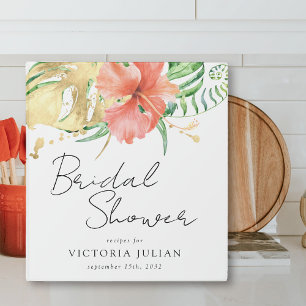 Tropical Floral Beach Bridal Shower Recipe Binder