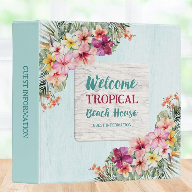 Tropical Floral Beach House Guest Information Binder (In situ)