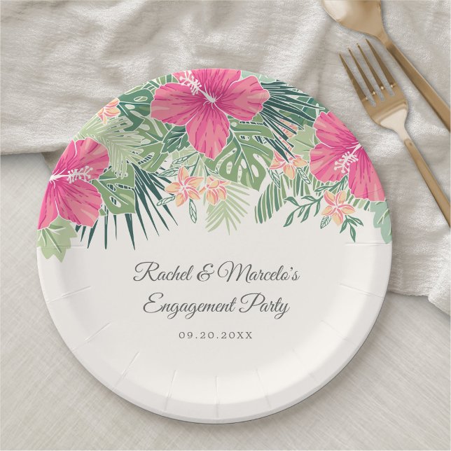 Tropical Floral Beach Paper Plate (Creator Uploaded)