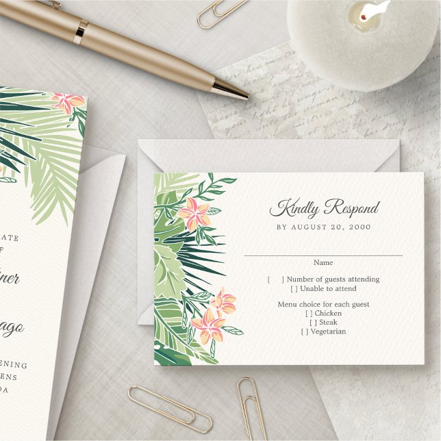 Tropical Floral Beach RSVP Card (Creator Uploaded)