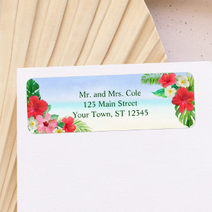 Tropical Floral Beach Wedding Adresse de retour
