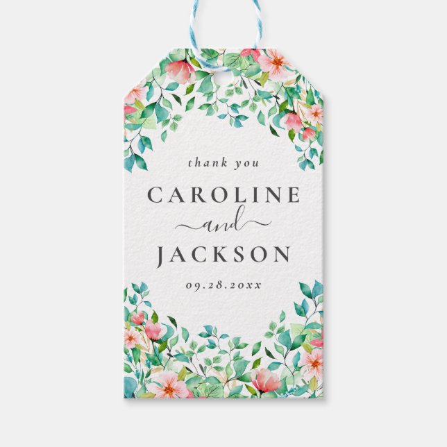 Tropical Floral Beach Wedding Favour Tag (Front)