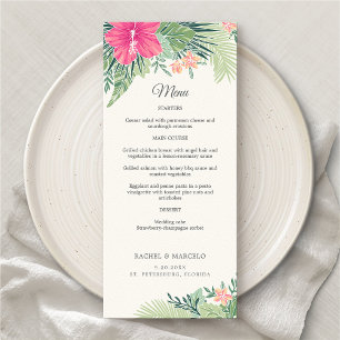 Tropical Floral Beach Wedding Menu