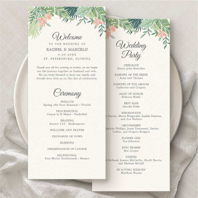 Tropical Floral Beach Wedding Program (Creator Uploaded)
