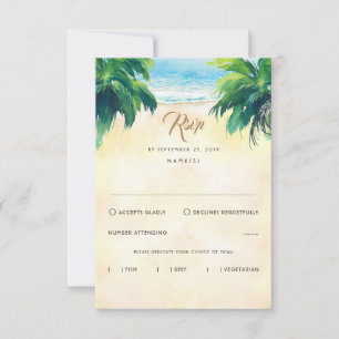 Tropical Floral Beach Wedding RSVP Card