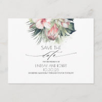 Tropical Floral Beach Wedding Save the Date