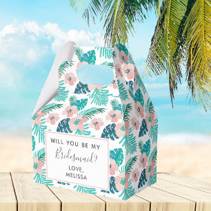 Tropical Floral Beach Will You Be My Bridesmaid Favor Box
