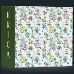Tropical Floral Binder<br><div class="desc">Gentle tropical floral pattern with shades of green,  yellow and pink on the front and back. Centre line is in a beautiful shade of green with custom name in sans serif font</div>