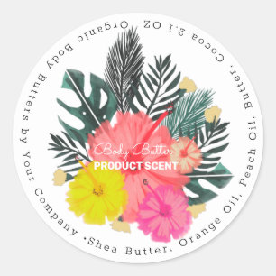 Tropical Floral Body Butter Bath Soap Branding Classic Round Sticker