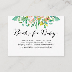 Tropical floral Book Request Baby Shower. Enclosure Card
