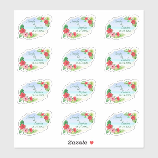 Tropical Floral Botanical Gold Geometric Wedding (Sheet)