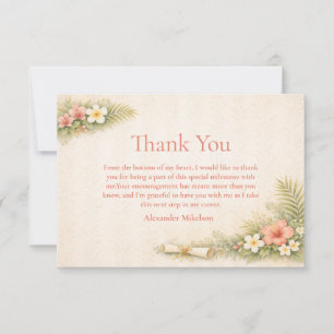 Tropical Floral Botanical Graduation Thank You Card
