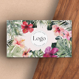 Tropical Floral Botanical Logo QR Code Business Card