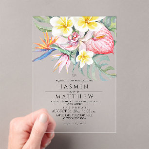  Tropical Floral Botanical Wedding Acrylic Invitations
